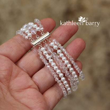 Clarize 5 strand pearl cuff bracelet (7 PEARL COLORS AVAILABLE)