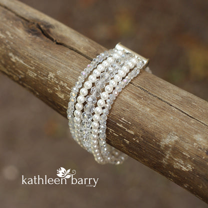 Clarize 5 strand pearl cuff bracelet (7 PEARL COLORS AVAILABLE)