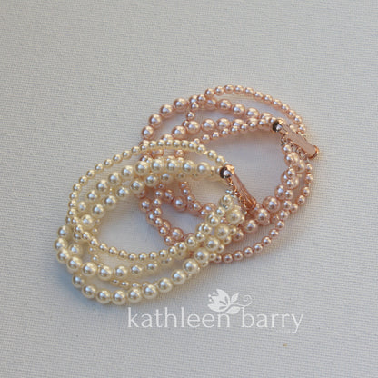 Colleen 4 strand pearl cuff bracelet - Sold individually - Rose gold, gold or silver
