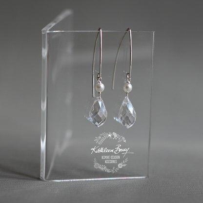 Melanie crystal drop earrings - Silver, gold or rose gold - Pearl color options