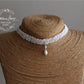 Kelly Lace Choker necklace with focal Pearl Drop - Color Options Available