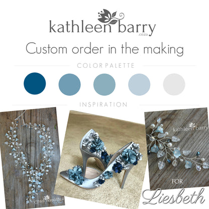 Nicole rose gold floral necklace - Organic crystal and pearls in rose gold, gold or silver finish