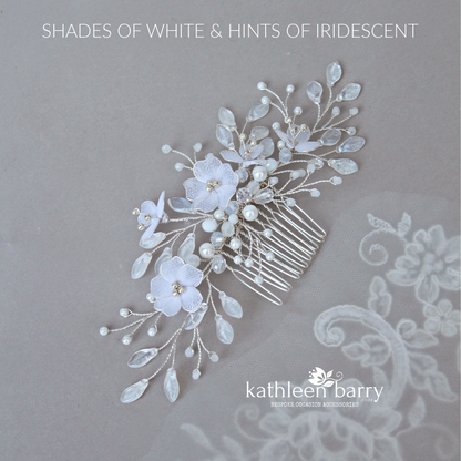 Danielle - Statement floral and pearl hairpiece -  color options available