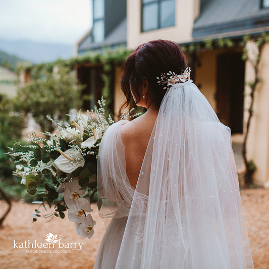 Danielle - Statement floral and pearl hairpiece -  color options available