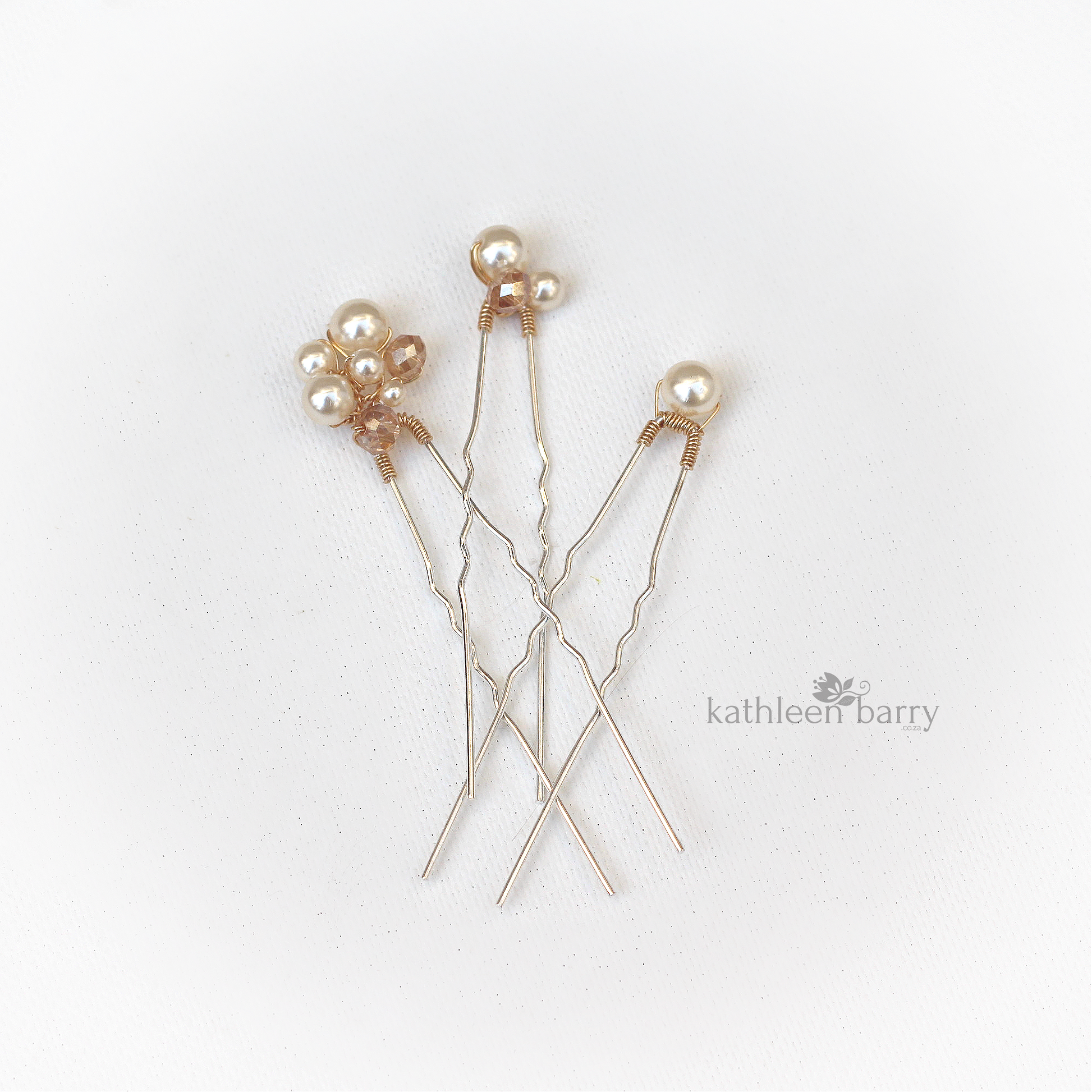 simple dainty pearl hair pins bridal wedding hair accessories