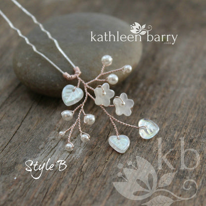 Eden pearly Hair pins - Available in Silver, gold & Rose gold - Sold individually