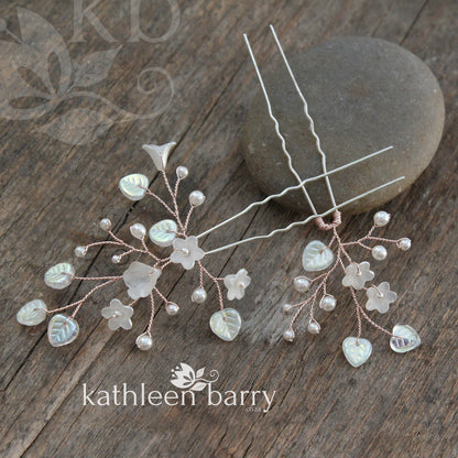 Eden pearly Hair pins - Available in Silver, gold & Rose gold - Sold individually