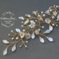 Fallon Crystal & Pearl Organic Hair Vine Floral Spray, Wedding Hair Accessories