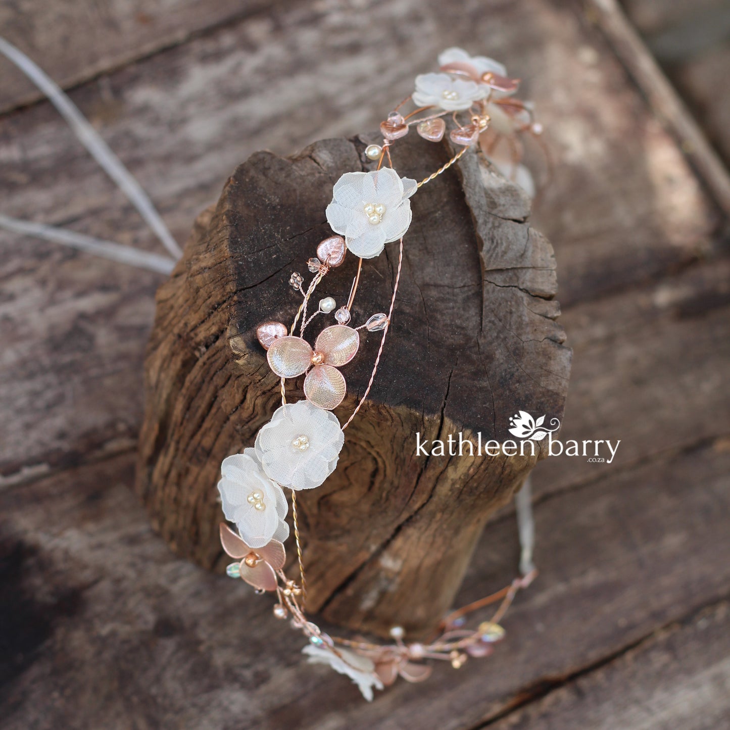 Elaine rose gold blush pink headband - wreath floral crown circlet