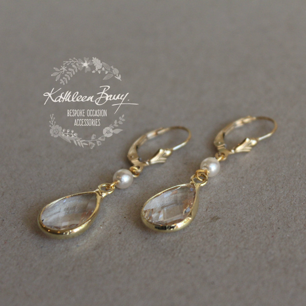 Vanessa Crystal & Pearl Drop Earrings - Gold or Silver finish Options Available.