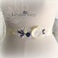 Emma Wedding dress sash belt with Ivory, cream and navy blue detail (color options available)