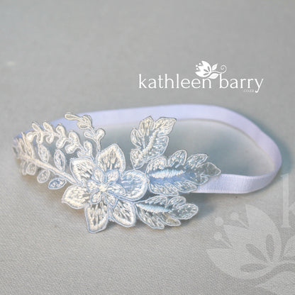 Fern lace garter shades of blue  - hand tinted - color options available