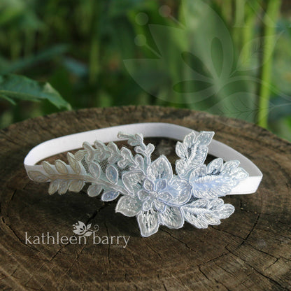 Fern lace garter shades of blue  - hand tinted - color options available