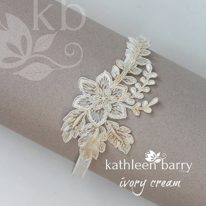 Fern lace garter shades of blue  - hand tinted - color options available