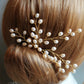 Grace Czech glass pearl Bridal hair pin, gold, rose gold, bright copper or silver finish