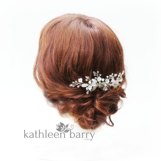 Freya Floral Spray Crystal, Pearl & Rhinestone Comb - Color options available