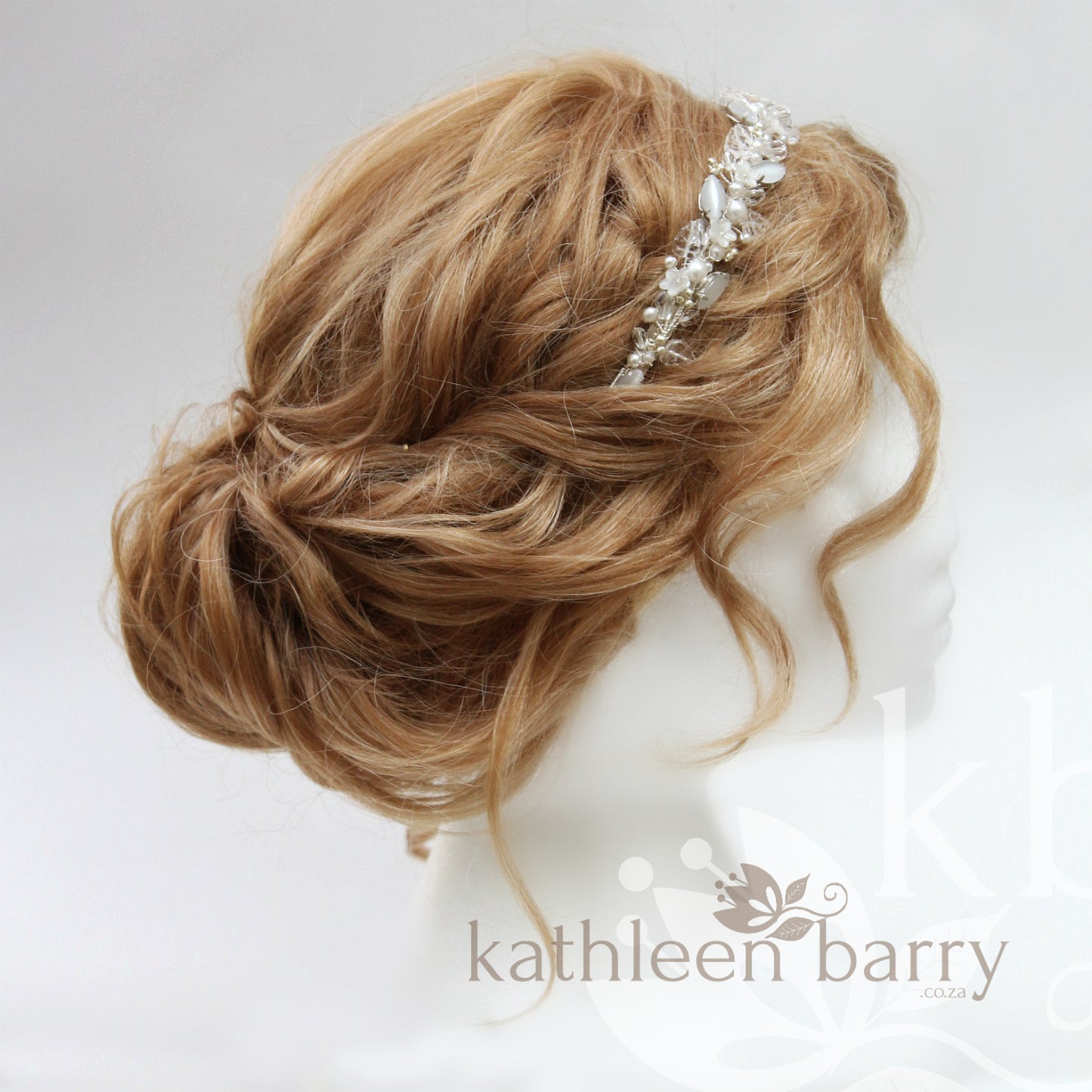 Freya floral jewelled headband - color variations on wirework, leaves & pearls available