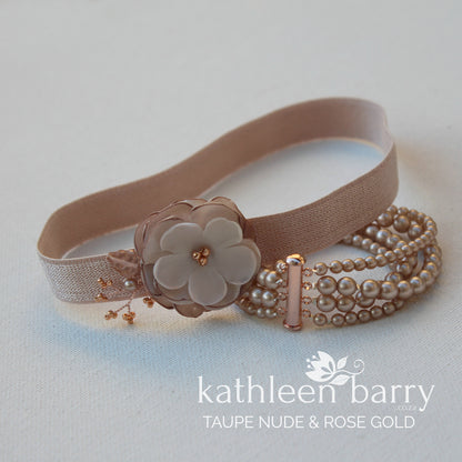 Colleen 4 strand pearl cuff bracelet - Sold individually - Rose gold, gold or silver