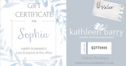 Gift certificate personalized - Bridal shower gift idea - COLORS AVAILABLE - Choose your amount starting FROM: