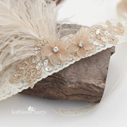 Great Gatsby theme 1920's style feather headband fashion 