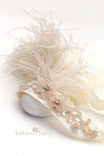 Great Gatsby theme 1920's style feather headband fashion 