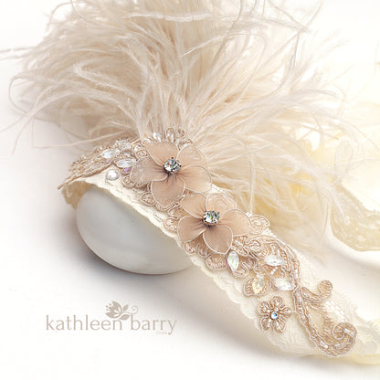 Great Gatsby theme 1920's style feather headband fashion 