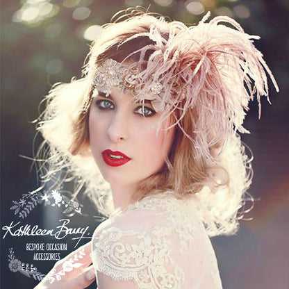 Great Gatsby theme 1920's style feather headband fashion 