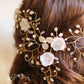 Gazelle Bridal Hair Crown Wreath Vine in Gold & Blush Pink tones - Wedding Accessories