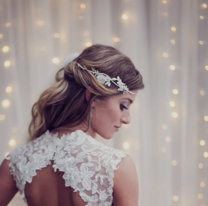 Nicola crystal lace head piece bridal circlet rhinestone, crystal & pearl