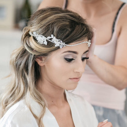 Nicola crystal lace head piece bridal circlet rhinestone, crystal & pearl