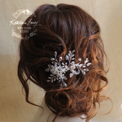 Gloria Crystal Bridal Hair Pin Wedding Accessories Crystal Flower Clusters Leaf