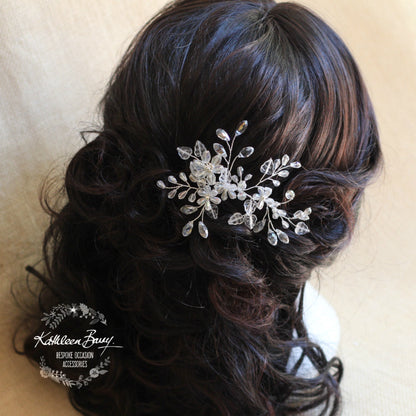 Gloria Crystal Bridal Hair Pin Wedding Accessories Crystal Flower Clusters Leaf
