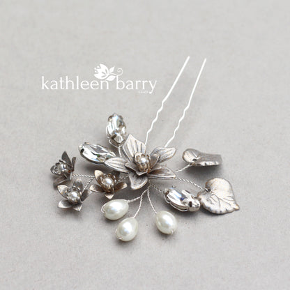 pewter finish bridal hair pin online colors to order