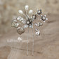 Hazel pewter finish hair pin floral rhinetone pearl gild collection - available in various finishes