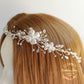 Hailey Bridal headband, wreath, delicate floral crystal and pearl, hair vine, crown