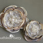 Vintage Hair flower, brooch, corsage, belt accessory - multi tone - crystal & pearl detailing