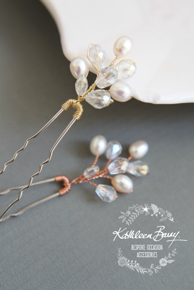 Minette Bridal Pearl hair pin dainty wedding hair accessories - sold individually