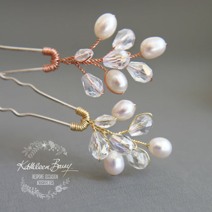 Minette Bridal Pearl hair pin dainty wedding hair accessories - sold individually