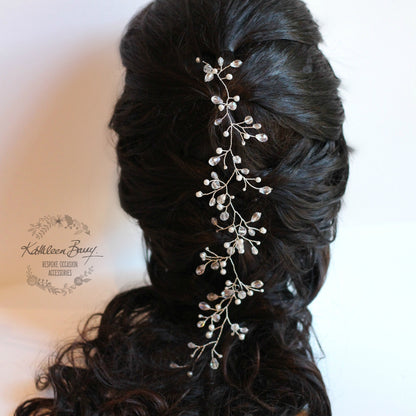 Carly Hair vine - crystal and pearl - available in silver, gold, rose gold plated finish