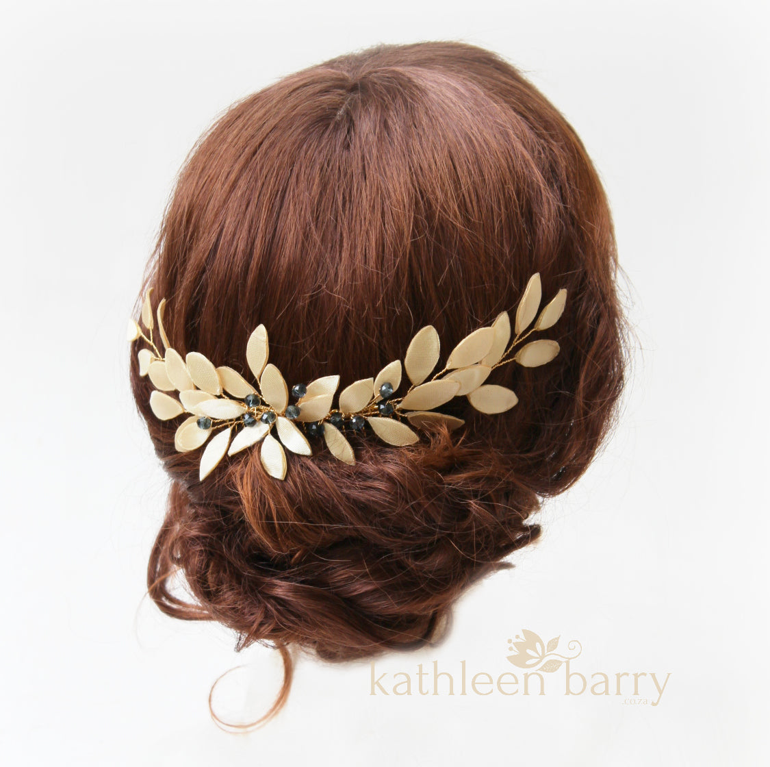 Hanlie - Grecian style leaf hairpiece, Gold, rose gold or silver finish - Assorted color options