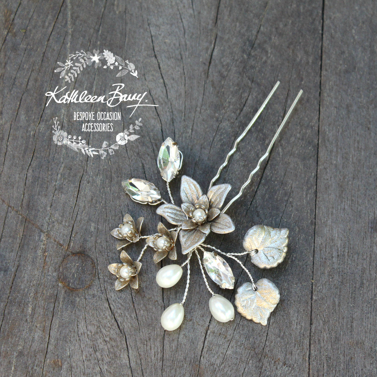 pewter finish bridal hair pin online colors to order