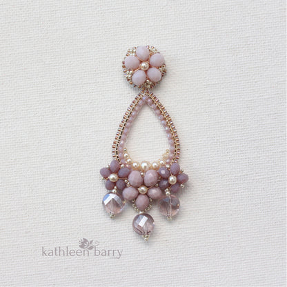 Statement lilac flower chandelier earrings purple mauve online shop