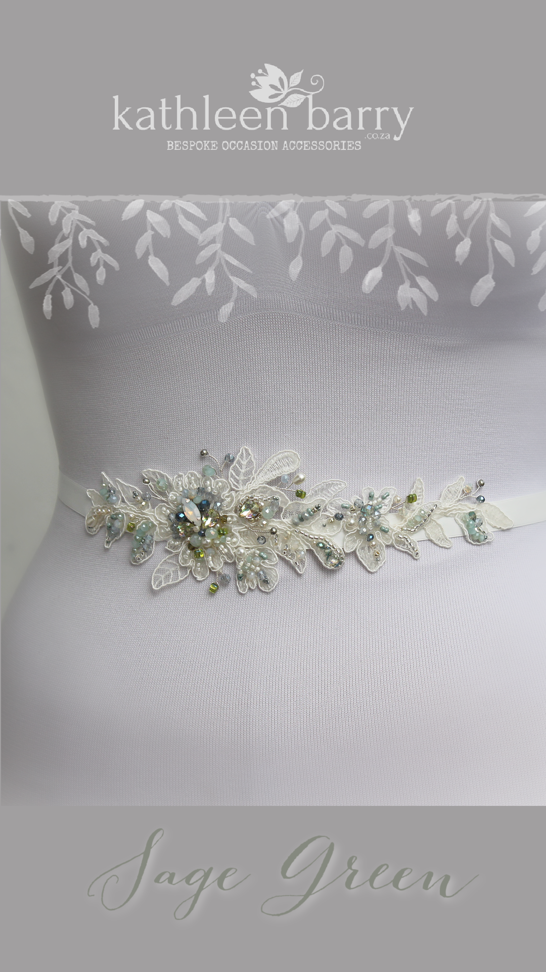 Rachel lace beaded bridal belt custom colors to order