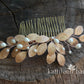 Irma metallic leaf and pearl hair comb - rose gold, gold or silver