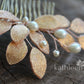 Irma metallic leaf and pearl hair comb - rose gold, gold or silver