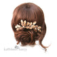Irma metallic leaf and pearl hair comb - rose gold, gold or silver