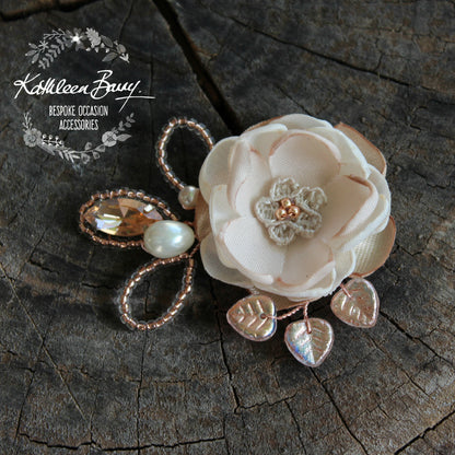 Jeanine brooch or hair pin - Rose Gold, nude, taupe & tan (Colors on request)