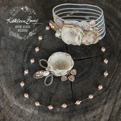 Jeanine brooch or hair pin - Rose Gold, nude, taupe & tan (Colors on request)