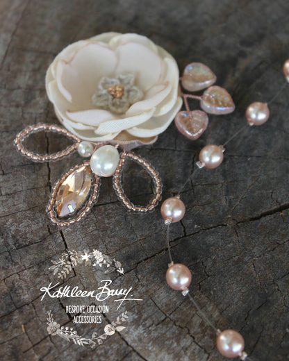 Jeanine brooch or hair pin - Rose Gold, nude, taupe & tan (Colors on request)