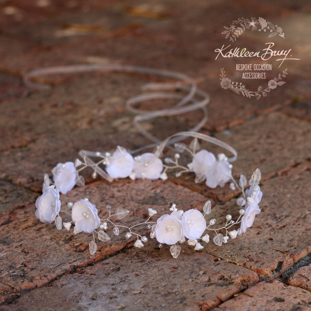 Jaclyn Bridal flower crown - Silver and white - wreath - other colors available